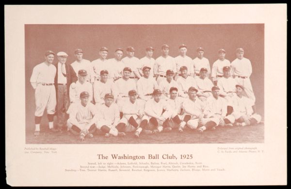1925 Baseball Magazine Washington Senators